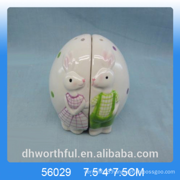 Rabbit design ceramic pepper &salt shaker